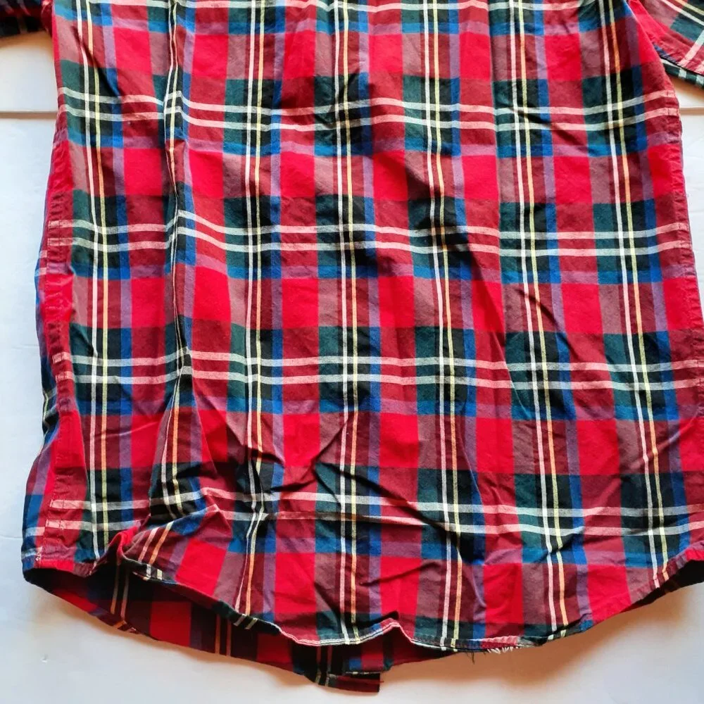 Gap Boys Shirt Button Down Red Plaid Long Sleeve Christmas Holiday XL 12